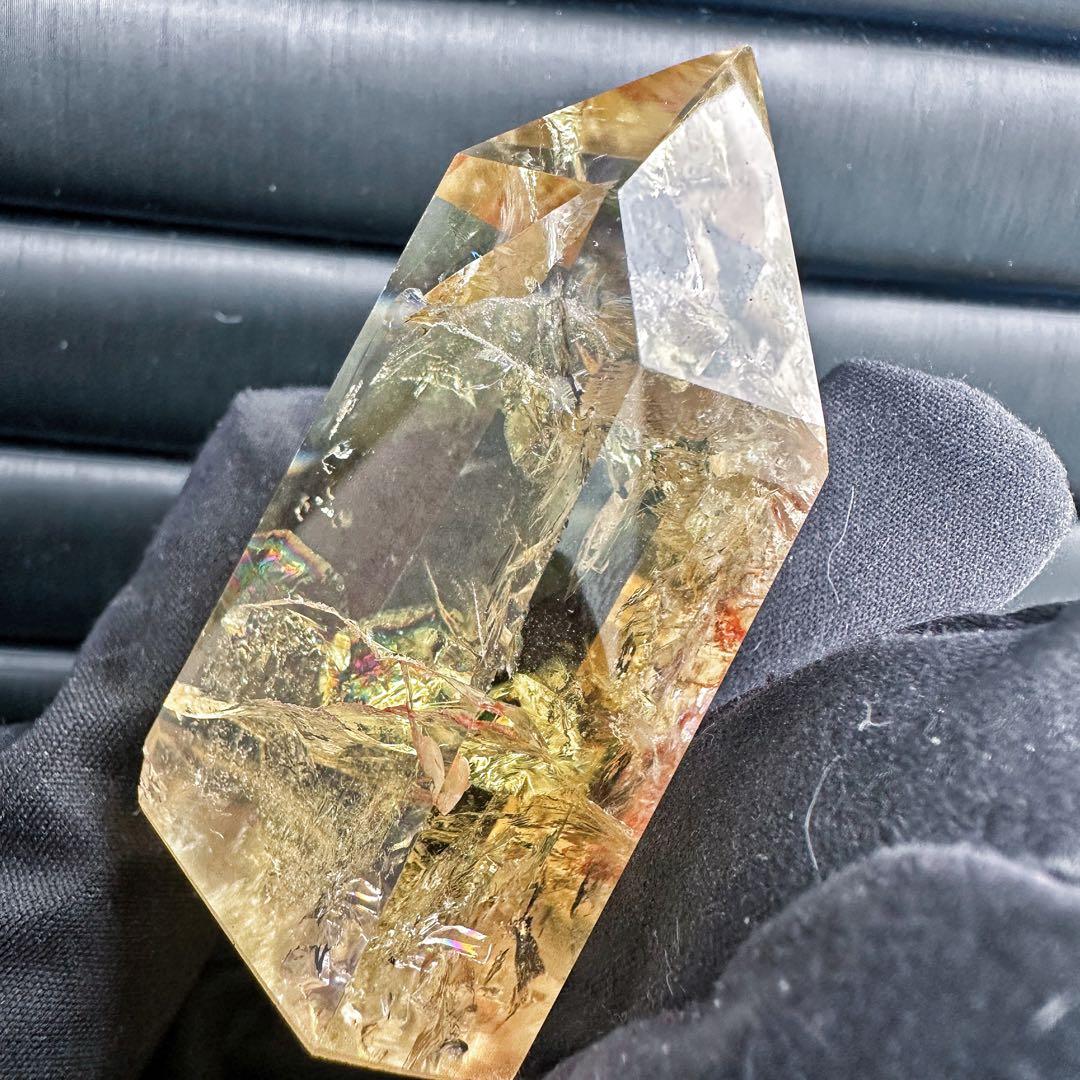 【金運·浄化】シトリン☆黄水晶 六角柱レインボー☆ファントム 超パワーA1506
