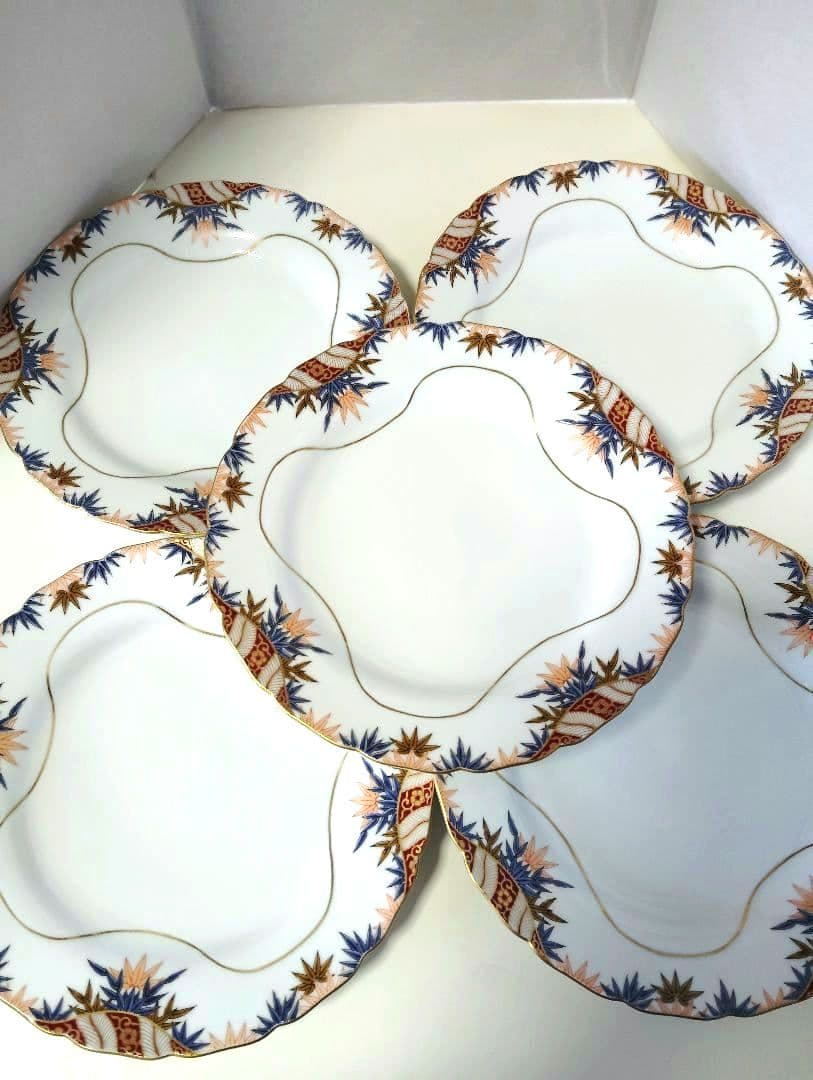 其泉　賞美堂　極美品　金彩色絵笹文　21cmプレート　5枚