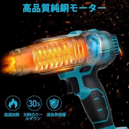ヒートガン コードレス 小型 充電式 50～550°温度調整 4段階風速 LCb