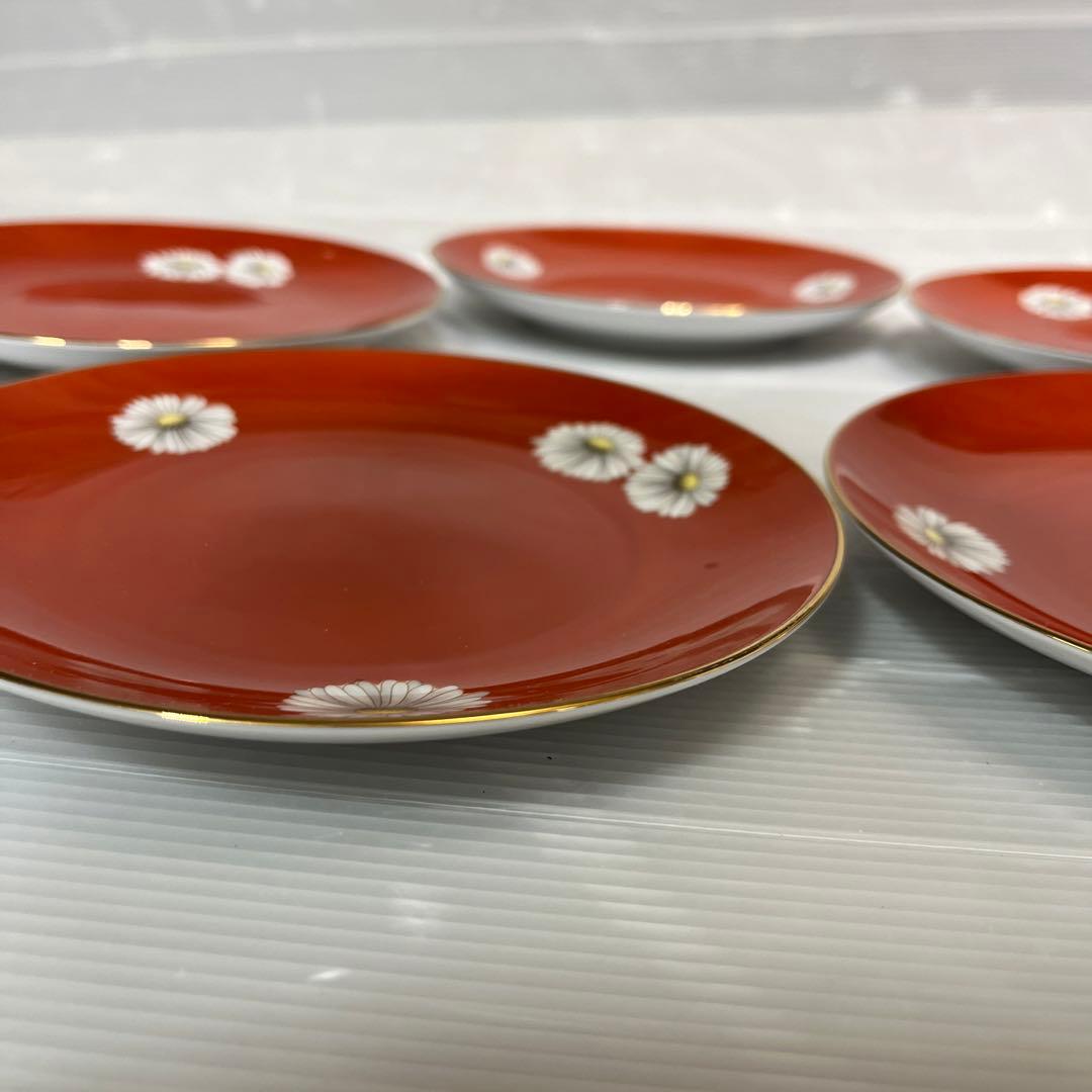 ノリタケ　マーガレット　赤菊　赤菊絵　銘々皿　平皿　ケーキ皿　5枚セット