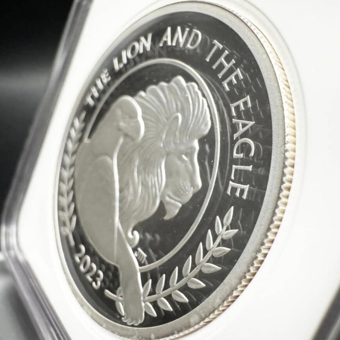 【最高鑑定 初日2000枚】2023 英国 ライオンとイーグル \"2oz\" 銀貨