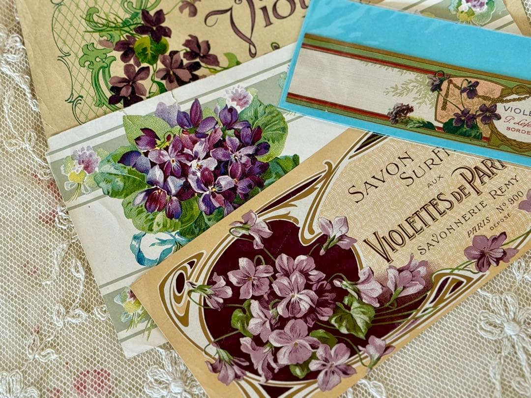 フランス　アンティーク　サボンラベルセットSavon ＊Violettes ＊