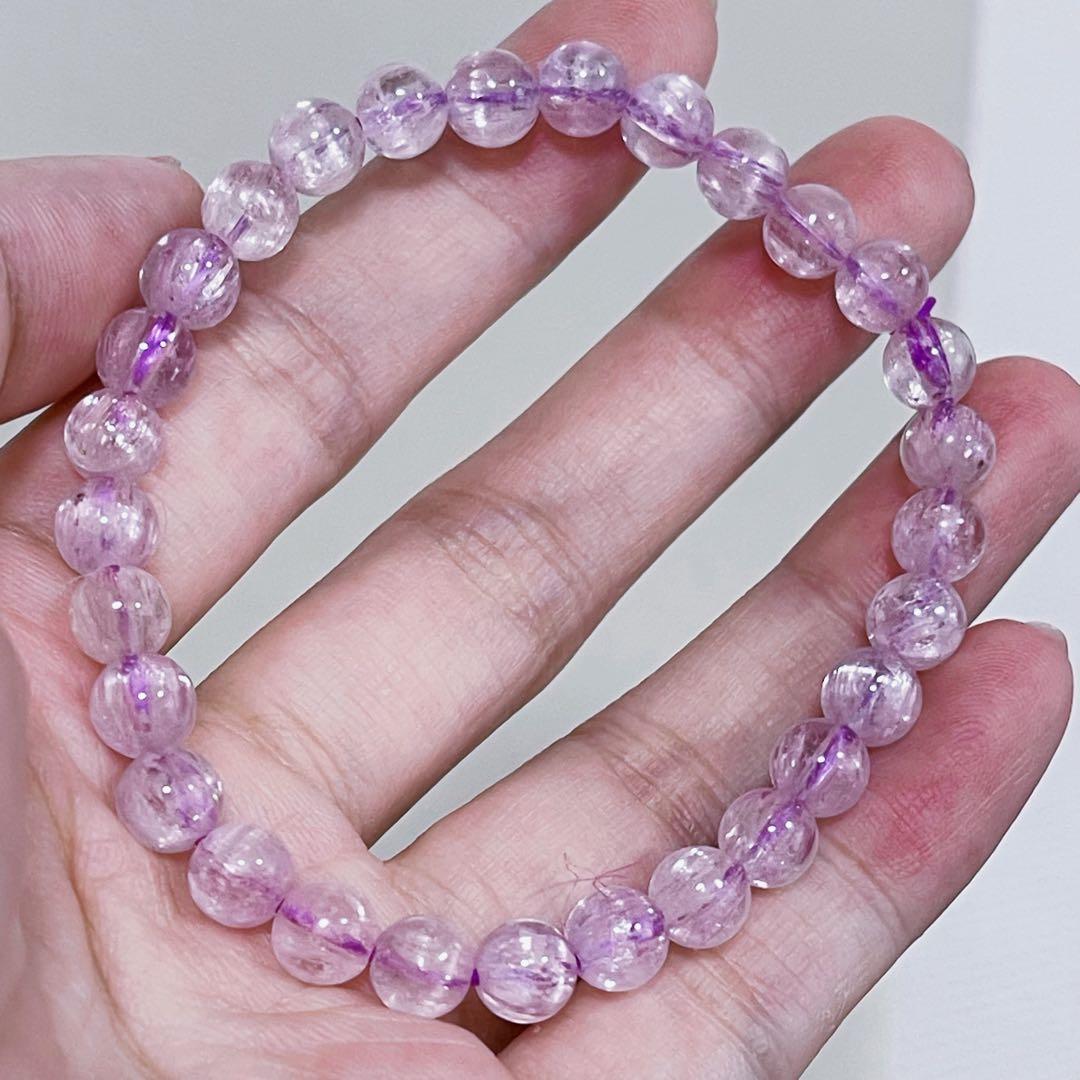 【最高品質】超買い得　天然キャッツアイ・クンツアイト6mm+ブレスレット