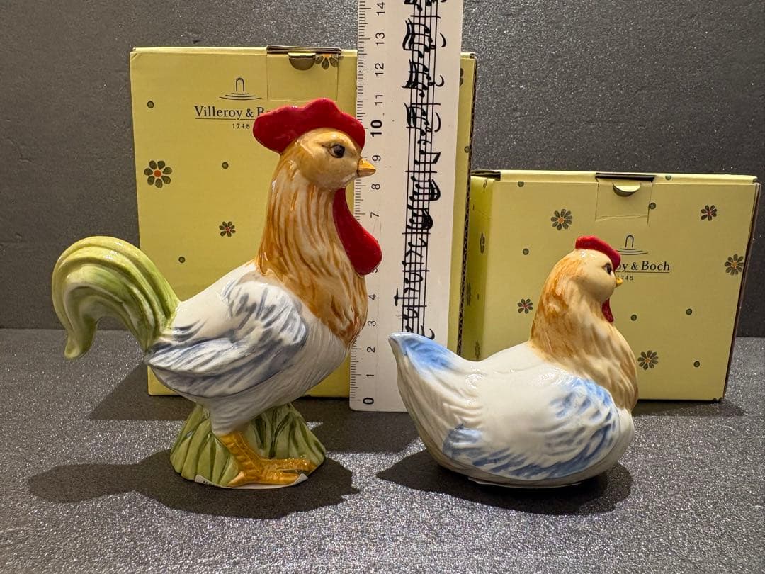 【レア箱付】ビレロイ&ボッホ　陶器　鶏　2個セット　イースター