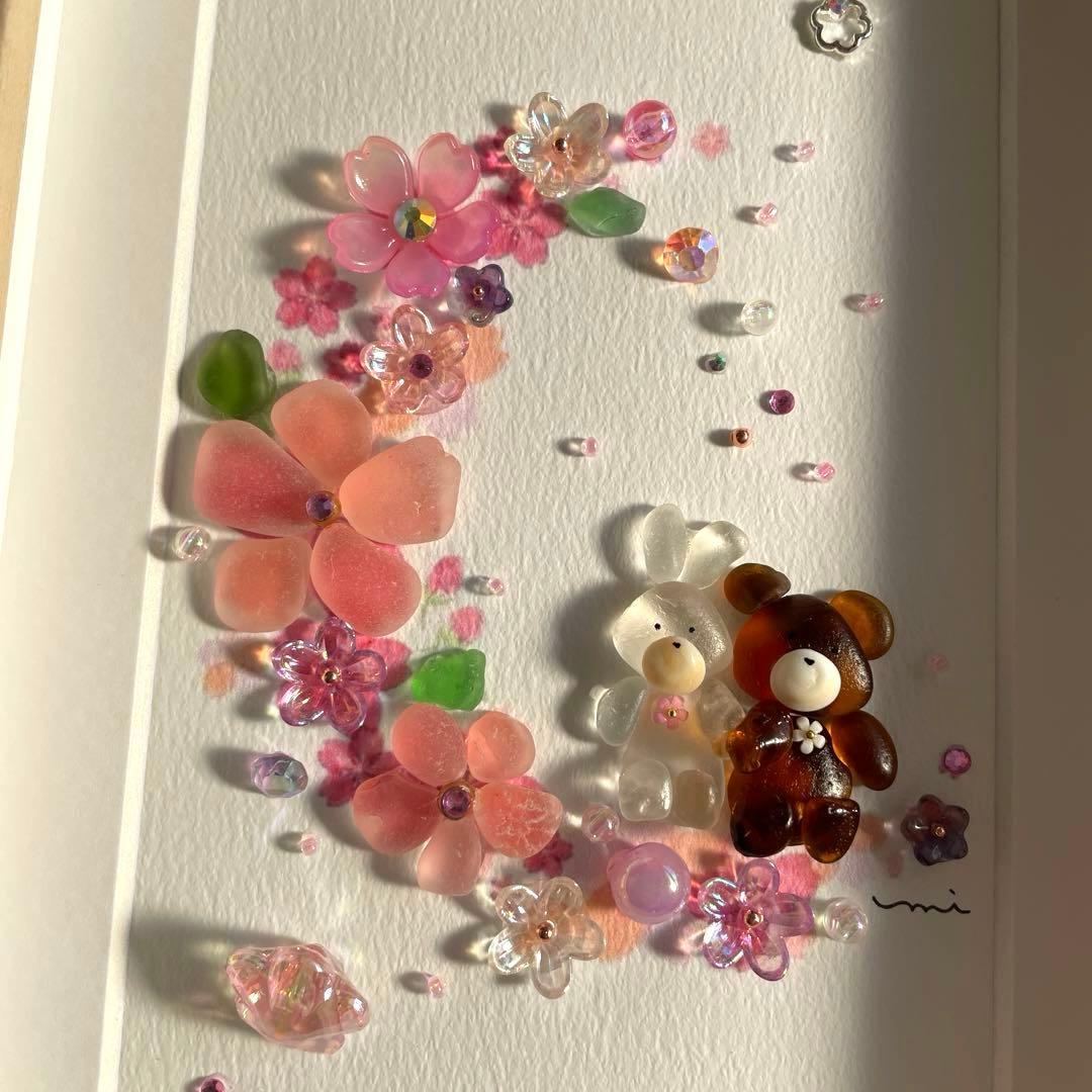 シーグラスアート　桜ムーンに座ってみた♡