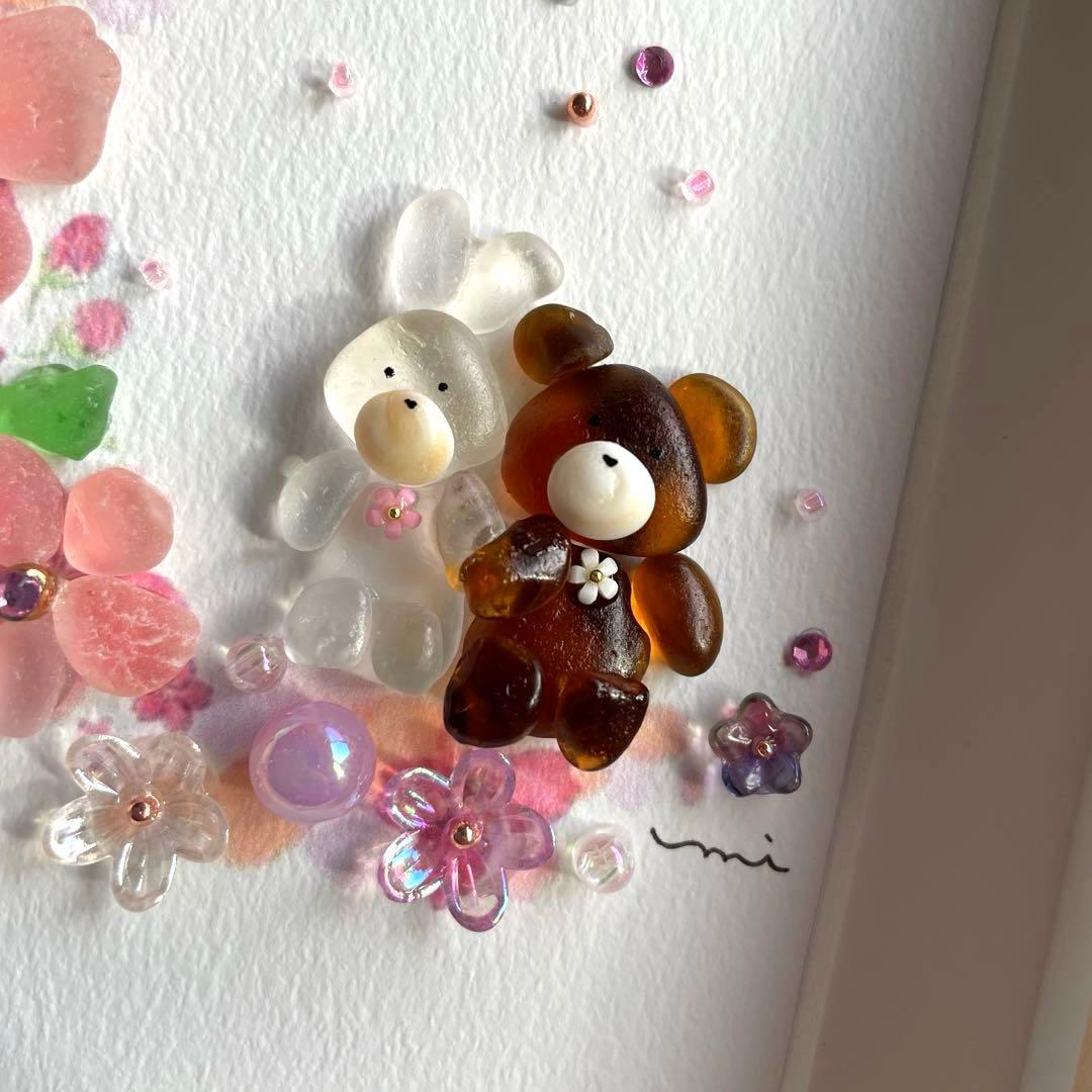 シーグラスアート　桜ムーンに座ってみた♡