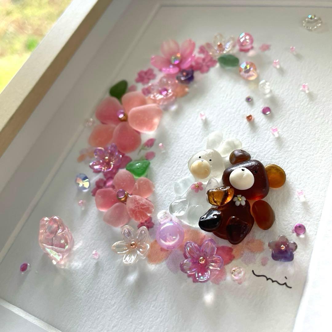 シーグラスアート　桜ムーンに座ってみた♡