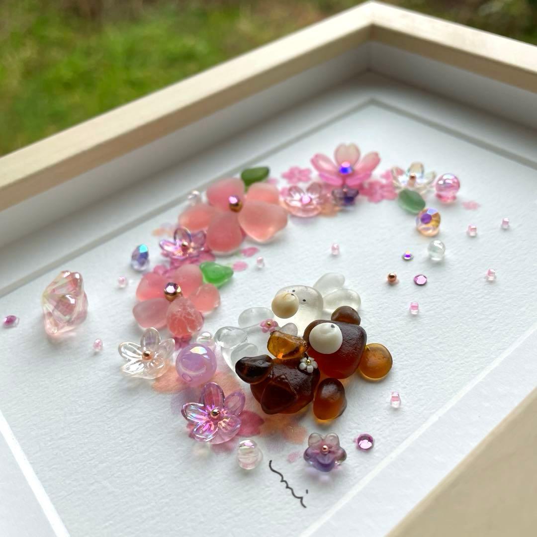 シーグラスアート　桜ムーンに座ってみた♡