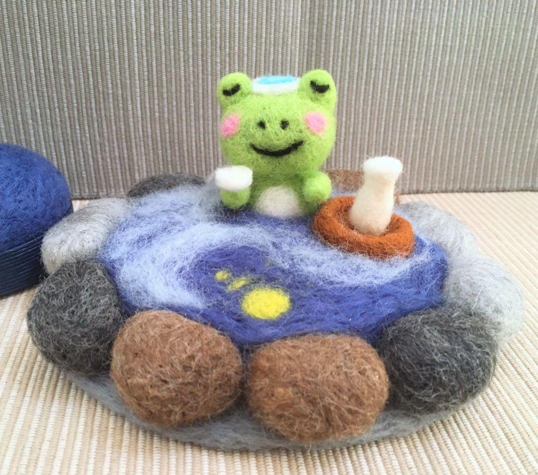 羊毛フェルト 作品 お月見温泉