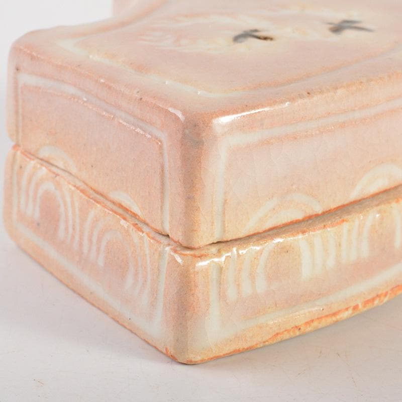 茶道具　八事窯　中村道年造　扇面香合　共箱　V　6374