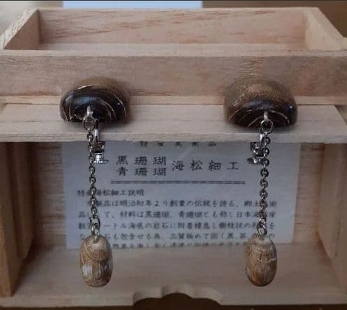 200.世界にひとつだけ 青珊瑚(レインボーコーラル)のイヤリング 希少品