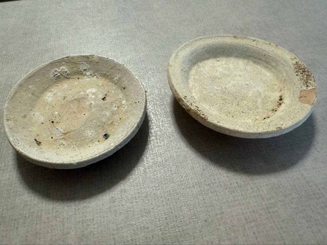 陶器　鎌倉時代　日本　アンティーク　小皿　2枚セット　山茶　古陶器