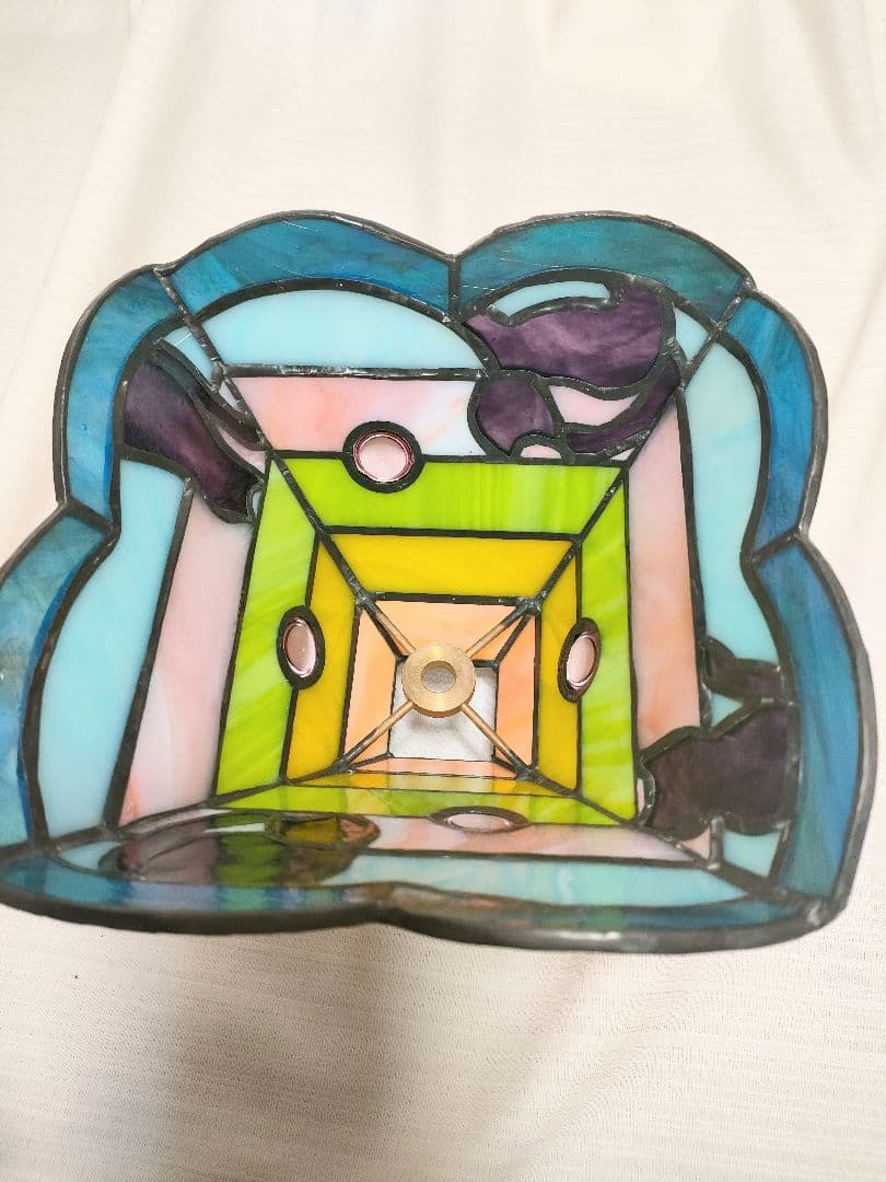 新品 ステンドグラス 猫ランプ