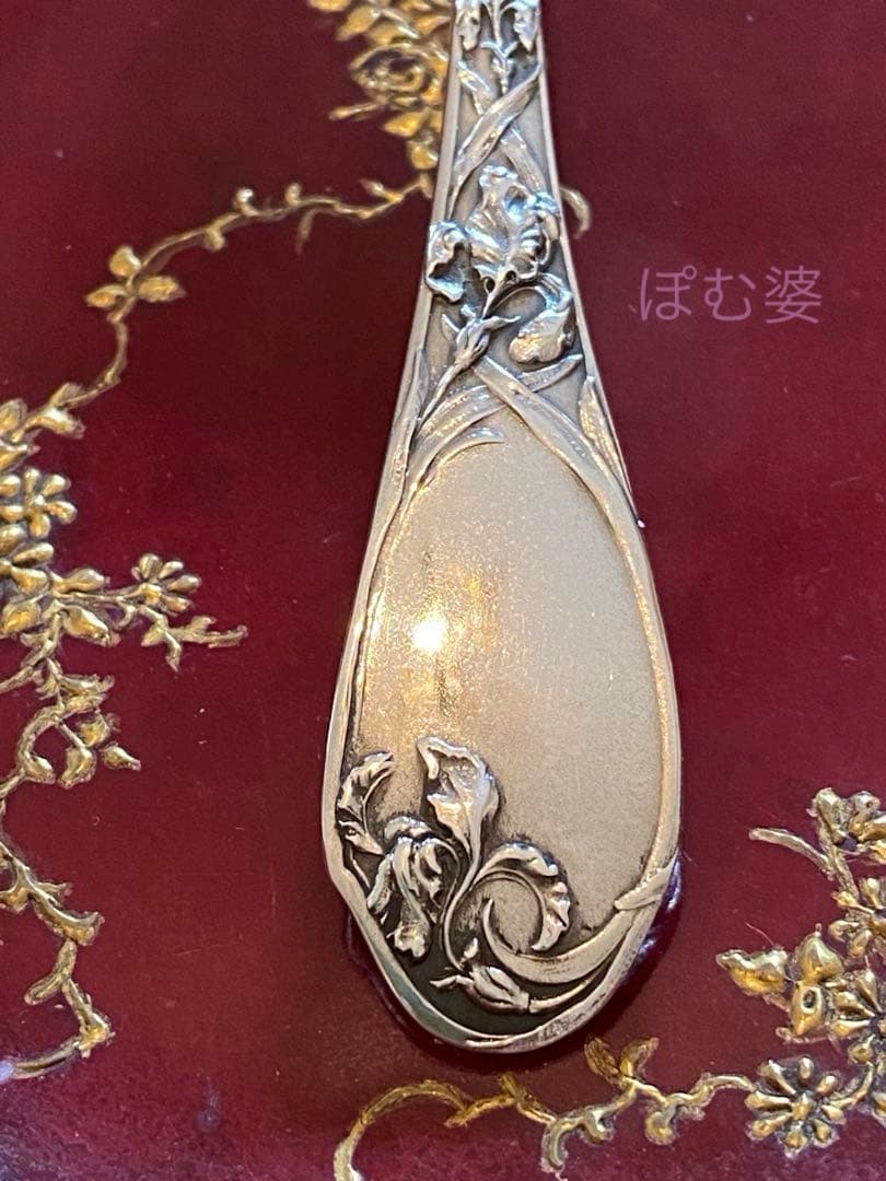 【ピュイフォルカ】 純銀 フォーク２本「アール・ヌーヴォーの華／アイリス」