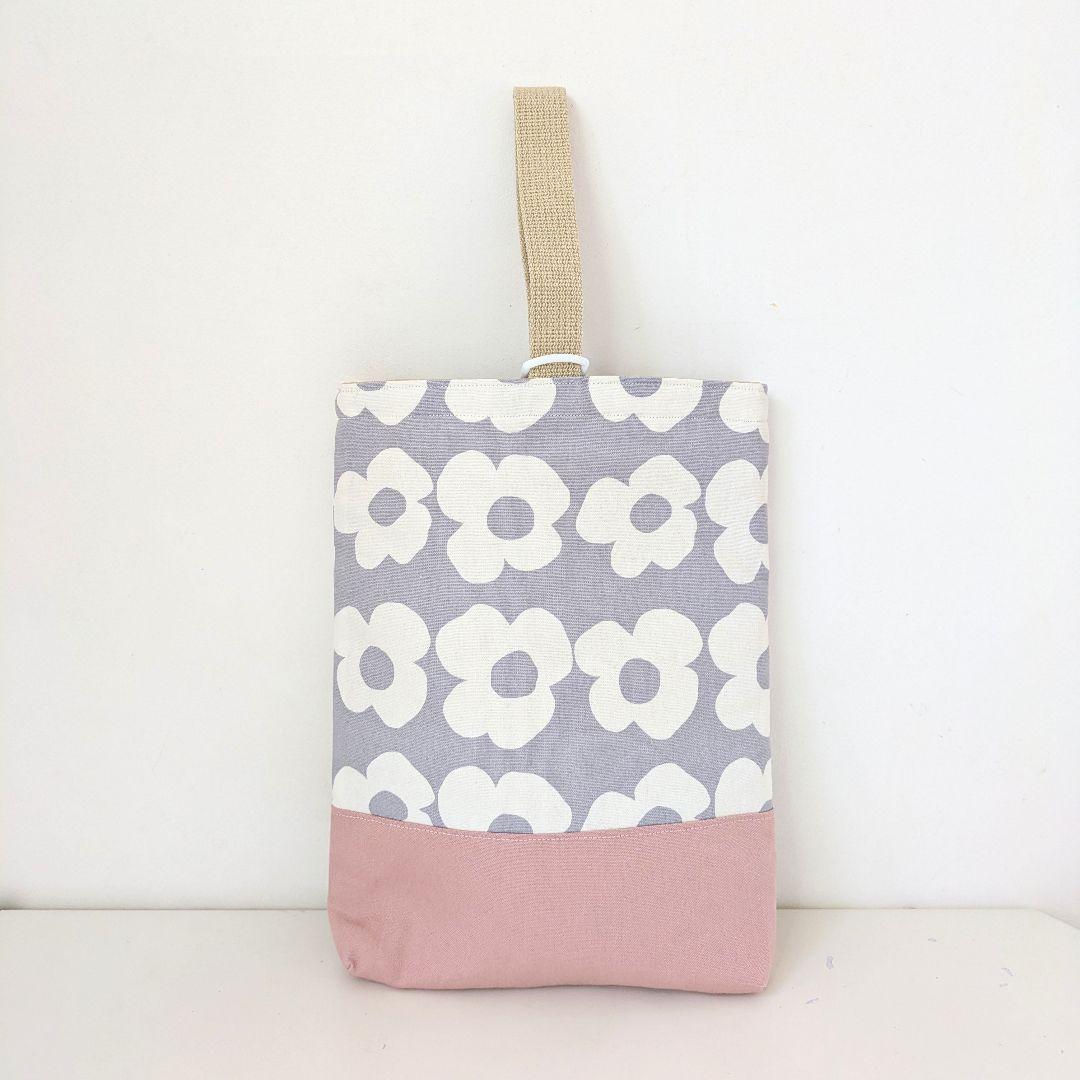 裏地キルティング大きめレッスンバッグ、上履き袋、体操着袋2点　大花柄×ピンク