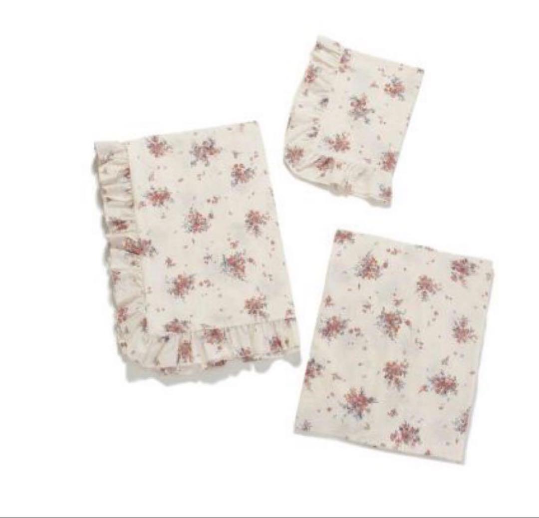 ジェラートピケピケ 花柄フリル付きシングルカバーセット