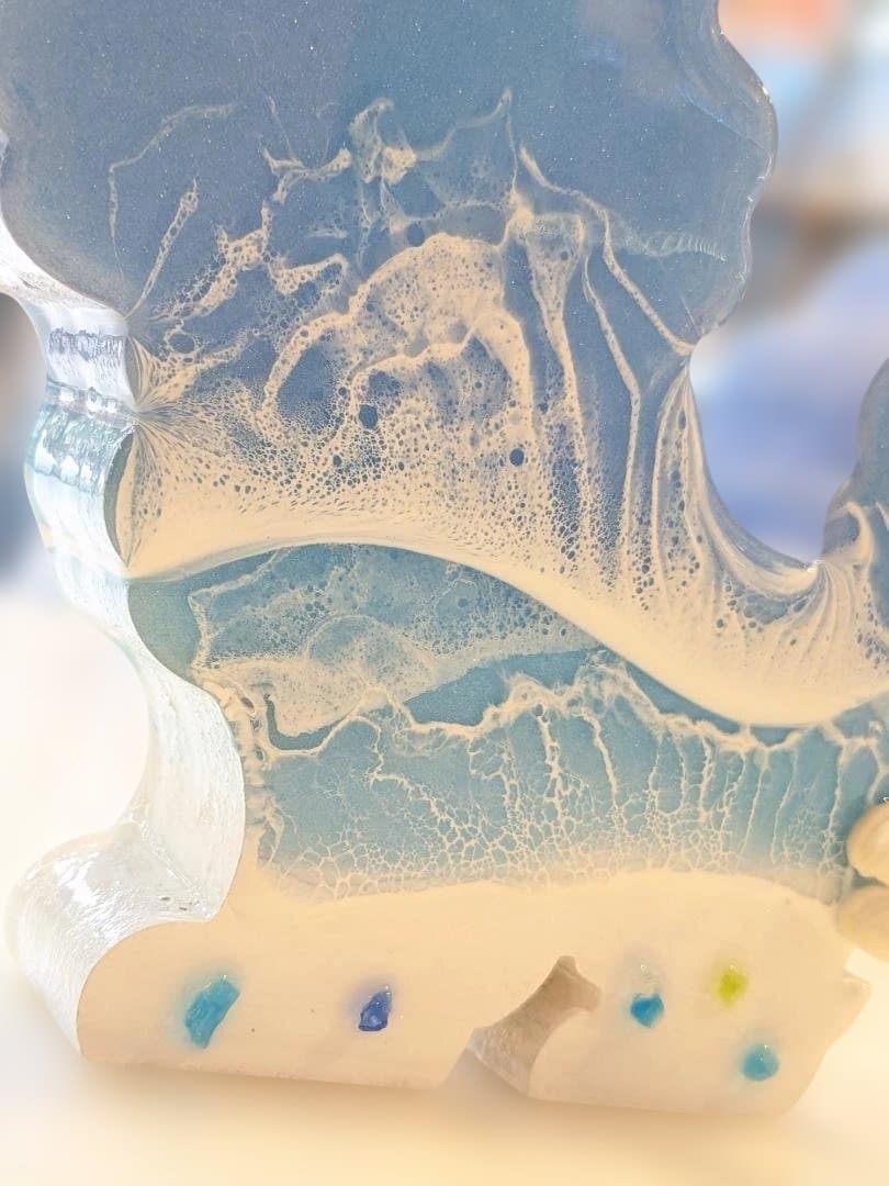 132）ミニシーサー　パステルブルー×キングスブルー(オス)　レジンアート