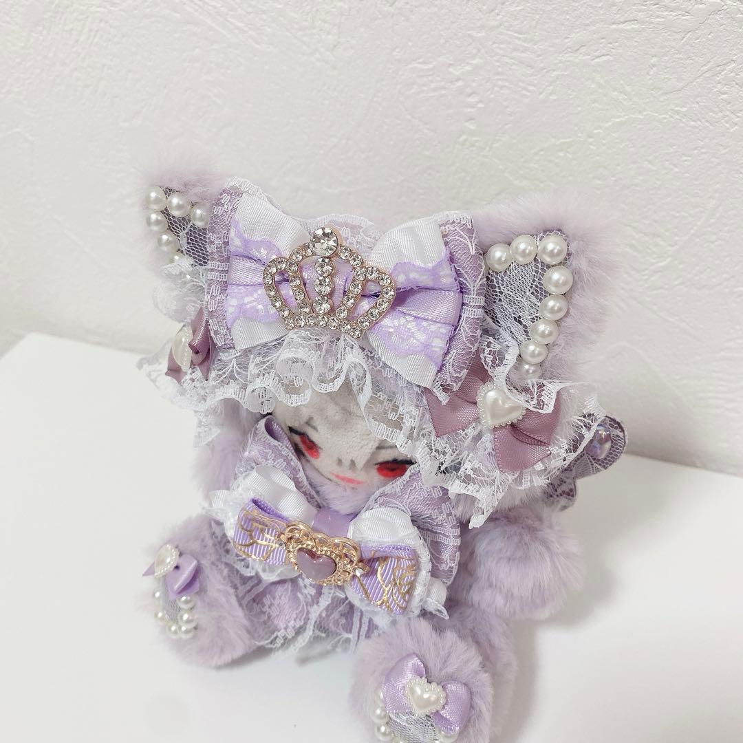 にじぱぺっと♡10cmサイズ ぬい服♡パープル♡おすわりねこちゃん チャーム付き