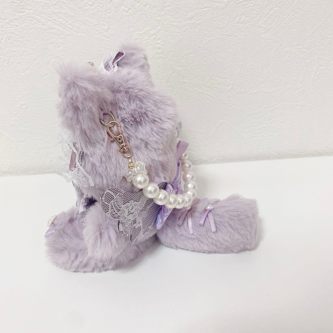 にじぱぺっと♡10cmサイズ ぬい服♡パープル♡おすわりねこちゃん チャーム付き