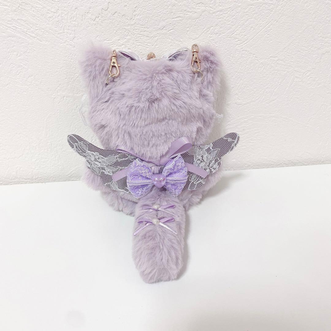 にじぱぺっと♡10cmサイズ ぬい服♡パープル♡おすわりねこちゃん チャーム付き