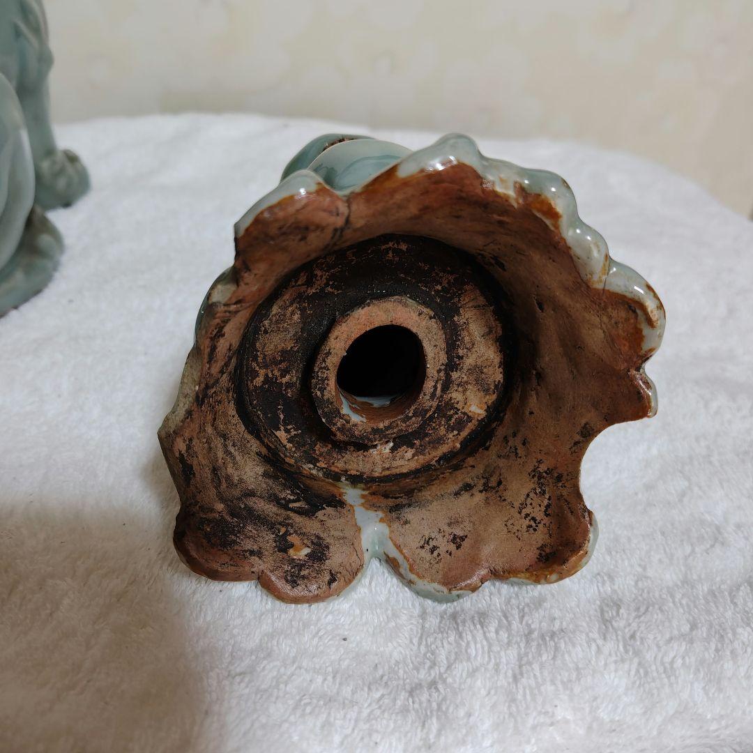 青磁　獅子　置物