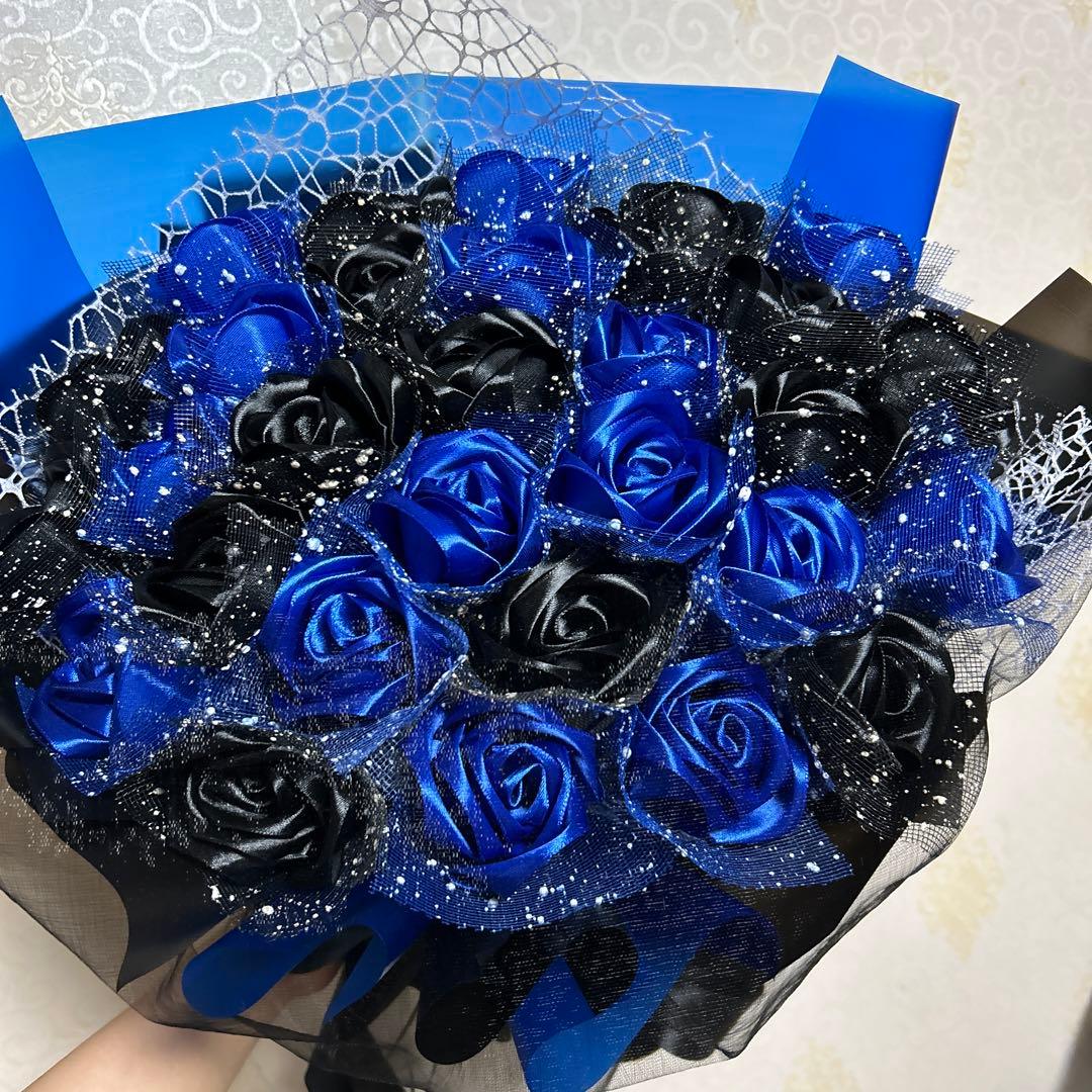 30本黒青バラブーケ　プレゼント お祝い 枯れない花 永生薔薇　特別な人へ
