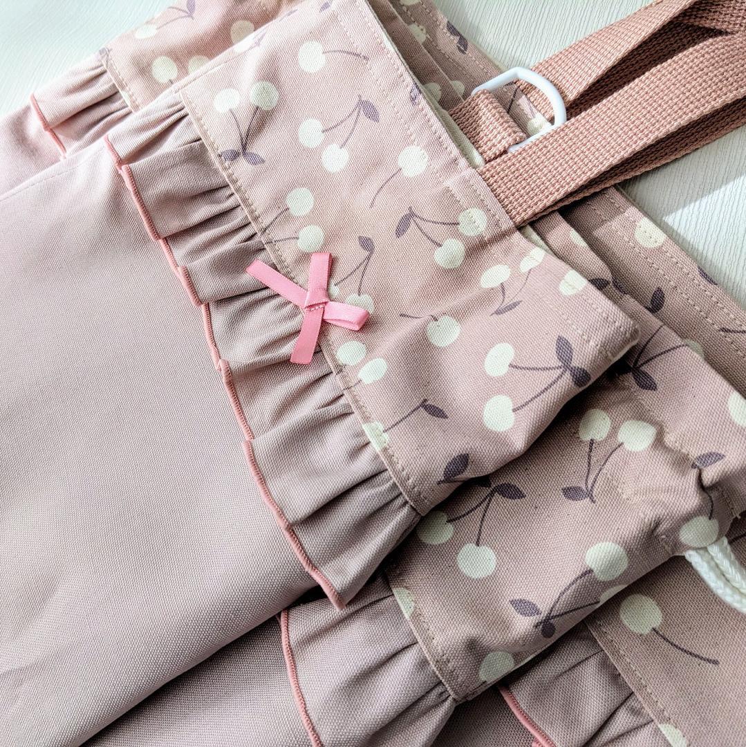 【完成品】チェリーピンク×くすみピンク入園入学3点セット レタスフリル