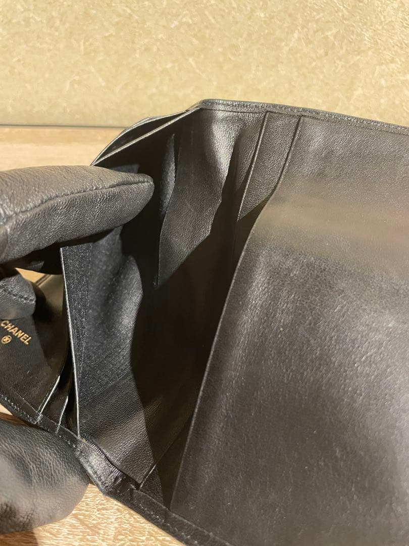 CHANEL 黒 レザー カードケース キルティング