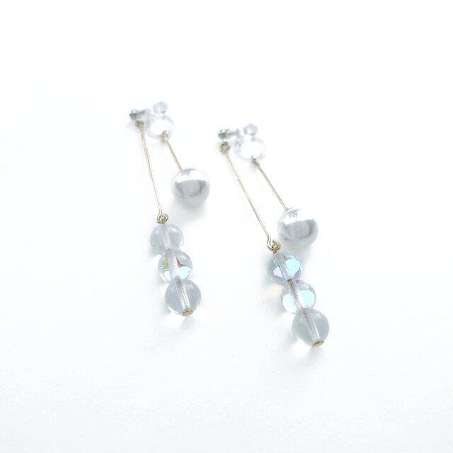 スクエアフックイヤリング（オーロラボール）