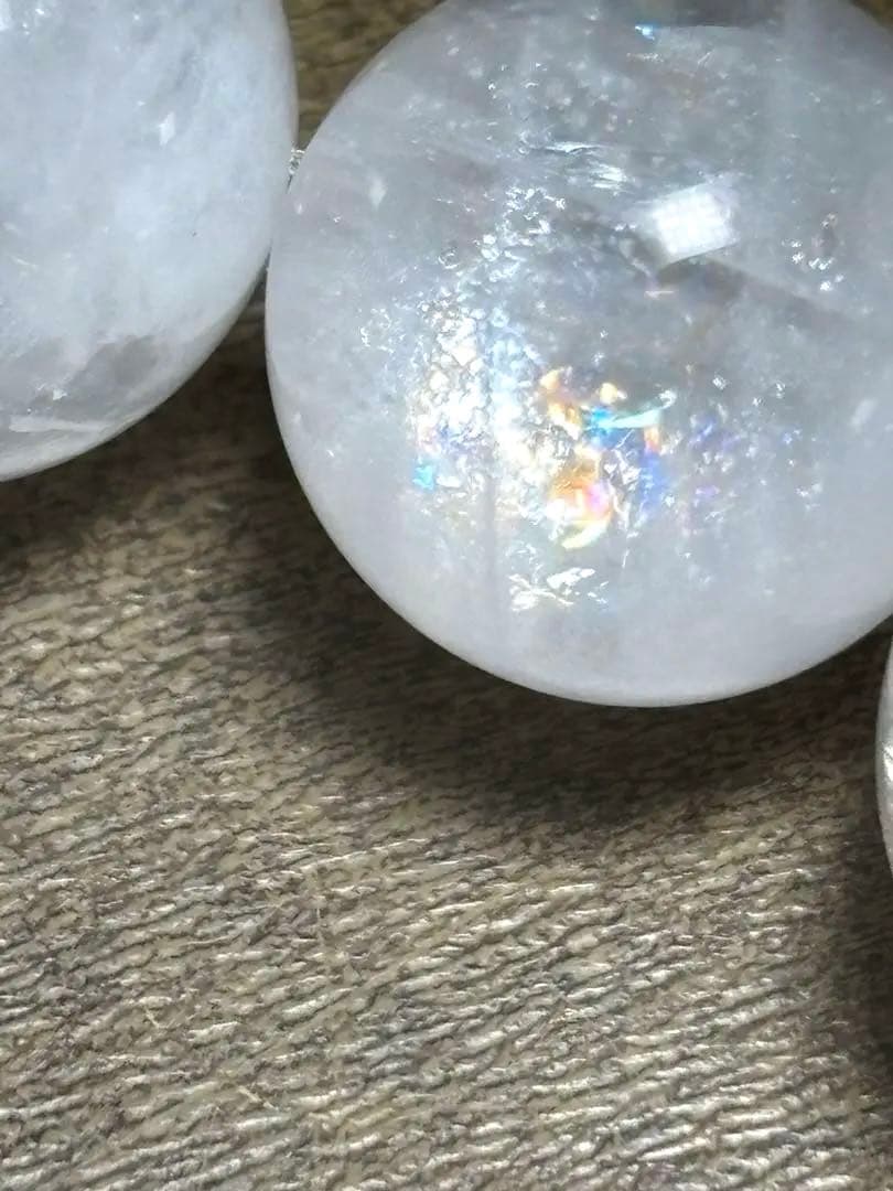 【新入荷】ホワイトガーデンクォーツブレス13㎜後半（新品未使用）虹♡高品質２
