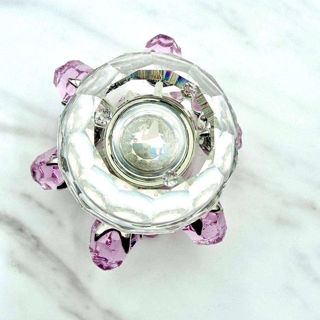 極美品　SWAROVSKI 置物　ピンク　バラ　薔薇と花瓶　インテリア　12本