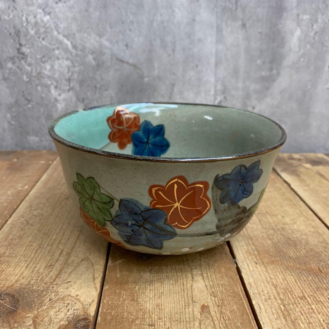 D-5【美品】茶道具 抹茶碗 美山 銘あり 箱付き 紅葉 伝統工芸 茶器