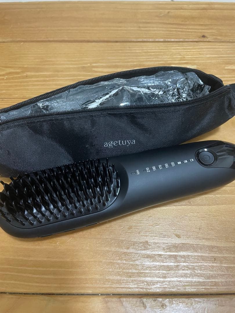agetuya ブラシヘアアイロン ブラック 収納ケース付き