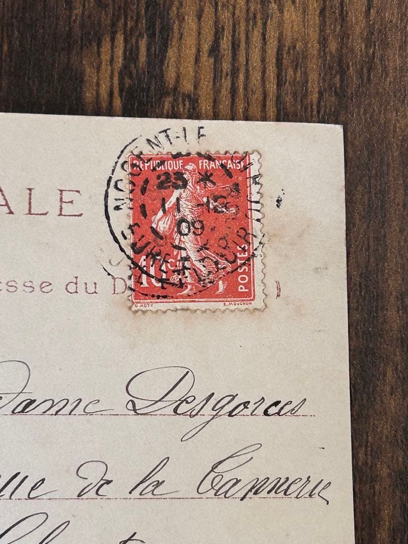 フランス 1907-09年 アンティーク ポストカード　少女 花 消印3枚セット