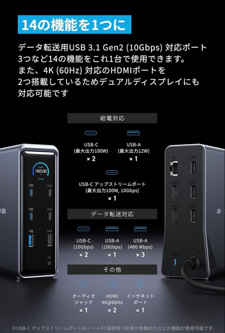 Anker Prime ドッキングステーション 14-in-1, 160W 新品