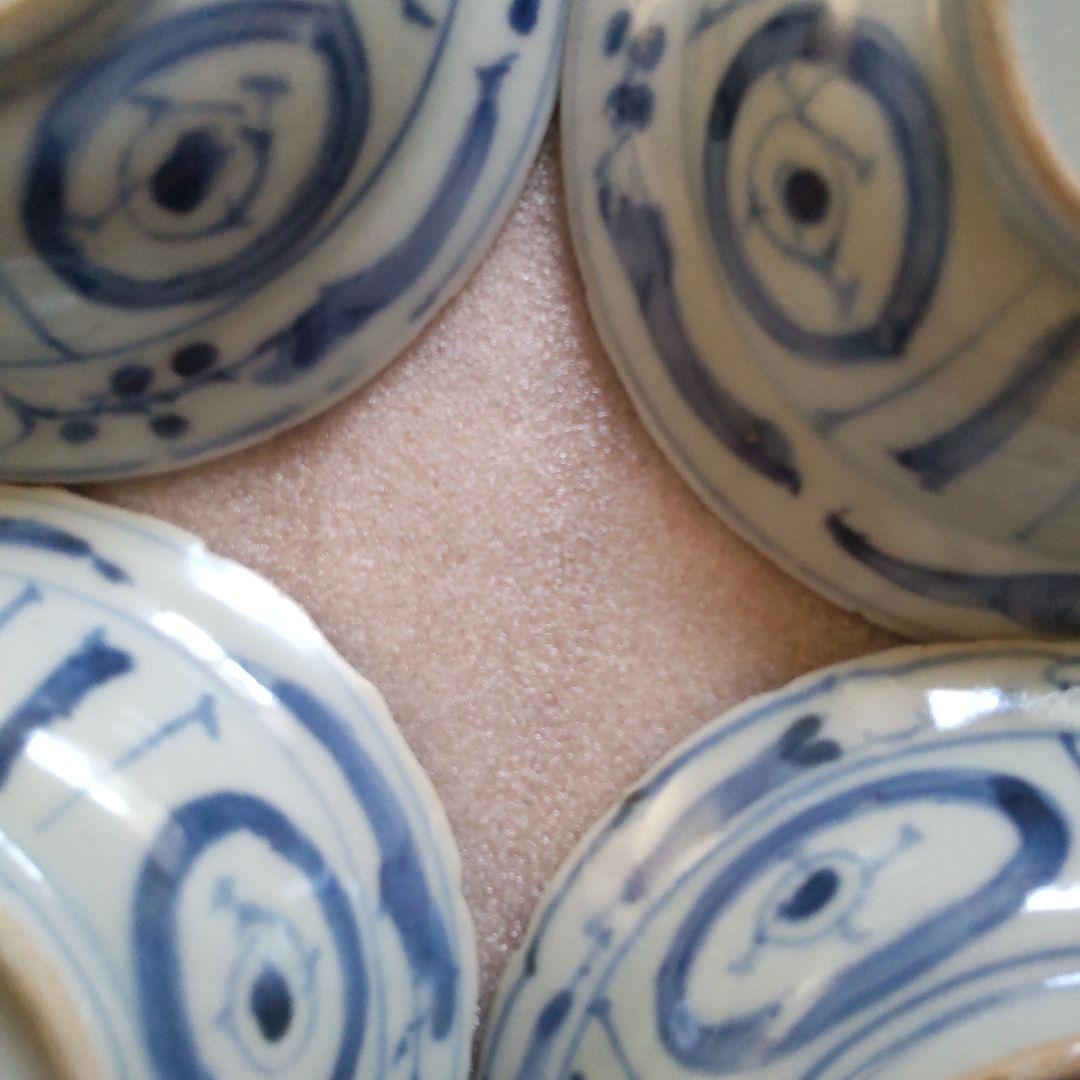 古染付？　手塩皿5枚　中国　明時代末