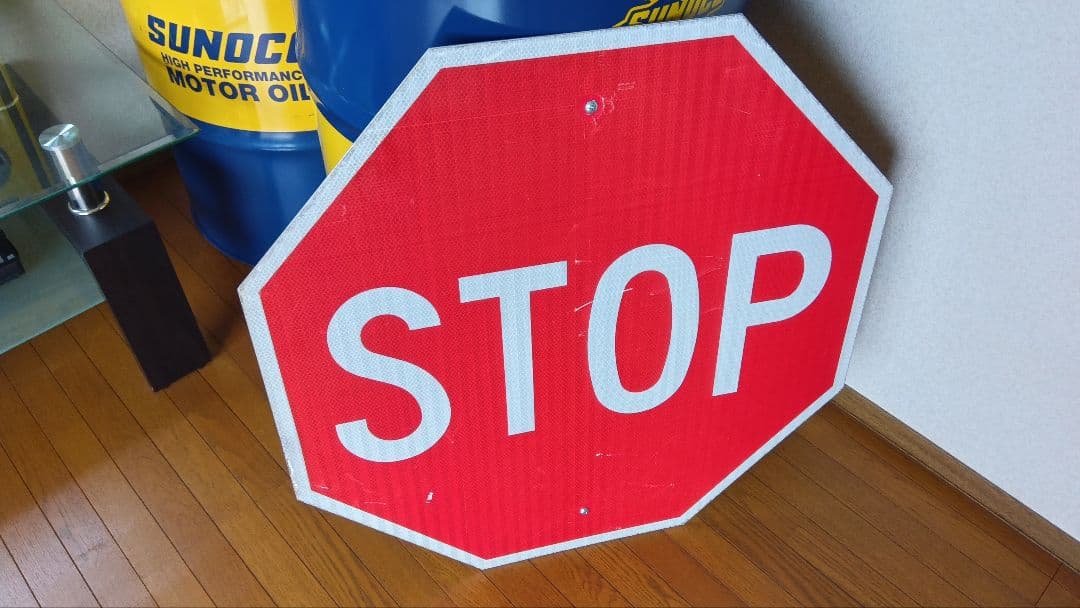 アメリカン ロードサイン 道路標識 STOP 本物 ビンテージ オブジェ