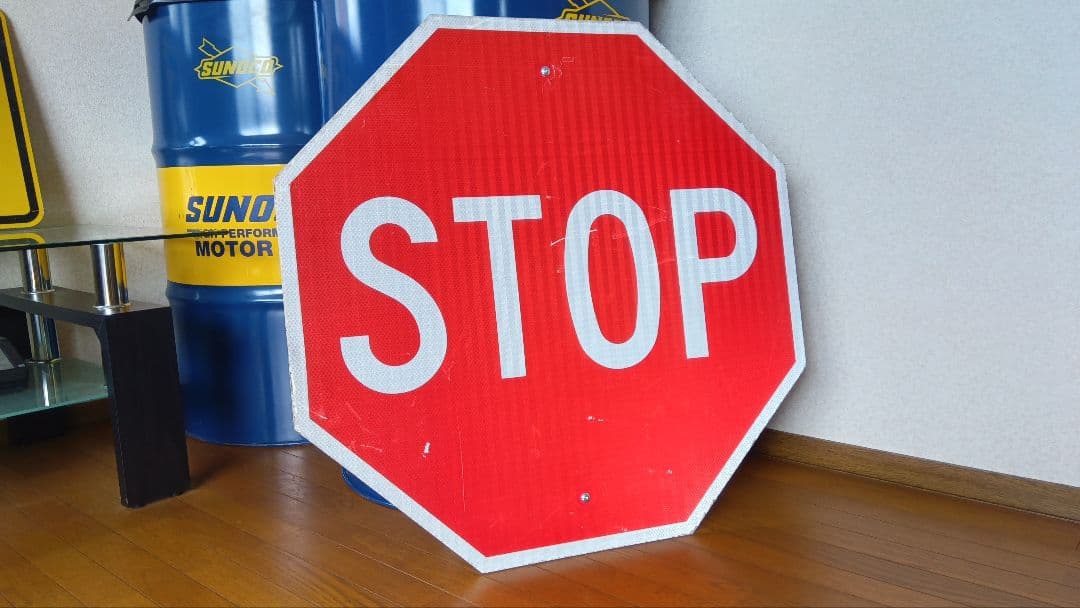 アメリカン ロードサイン 道路標識 STOP 本物 ビンテージ オブジェ