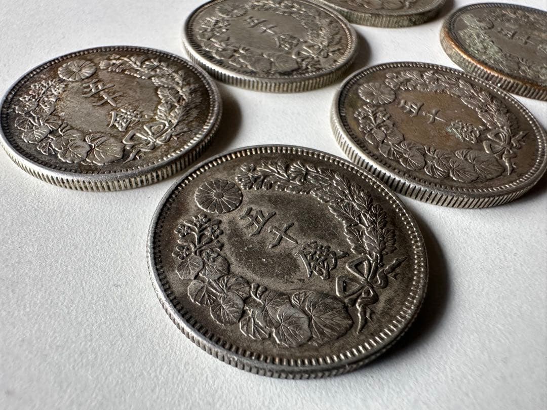 【本物保証】　旭日50銭銀貨 年号別　6枚セット