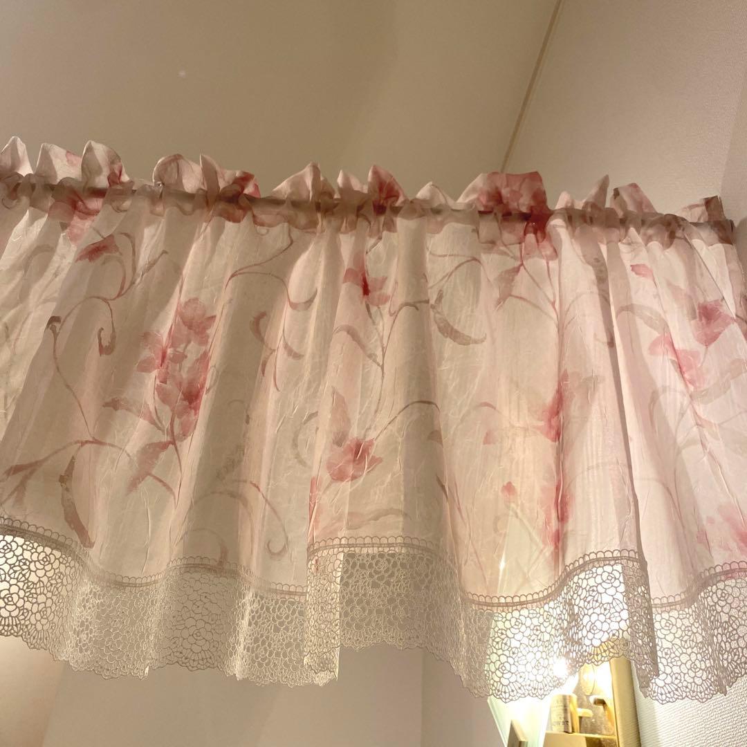 〈utako798様ご確認用〉カフェカーテン　お花柄ボイルレース♪ハンドメイド☆