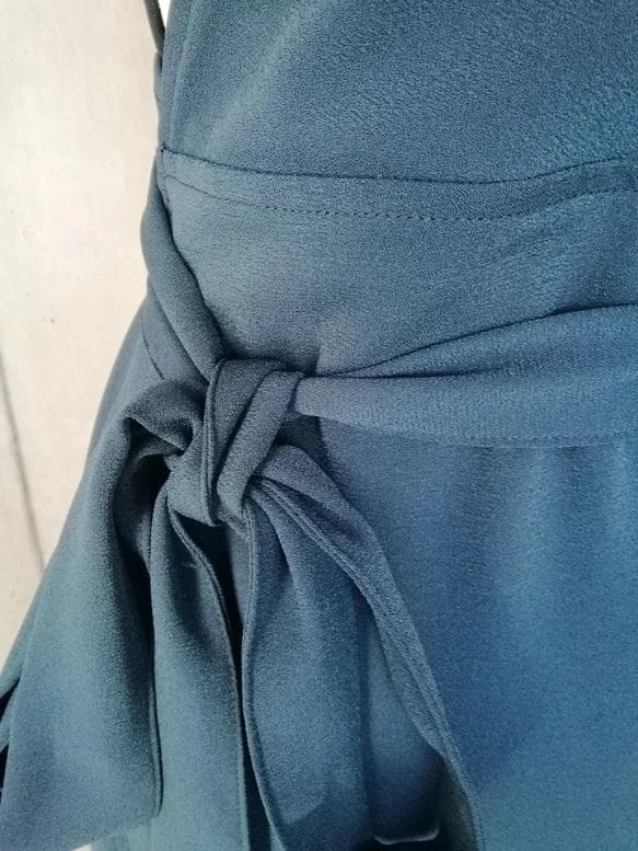 【日本製】S~3L 梨地ストレッチ 紺 茶道お稽古用エプロン127100-31