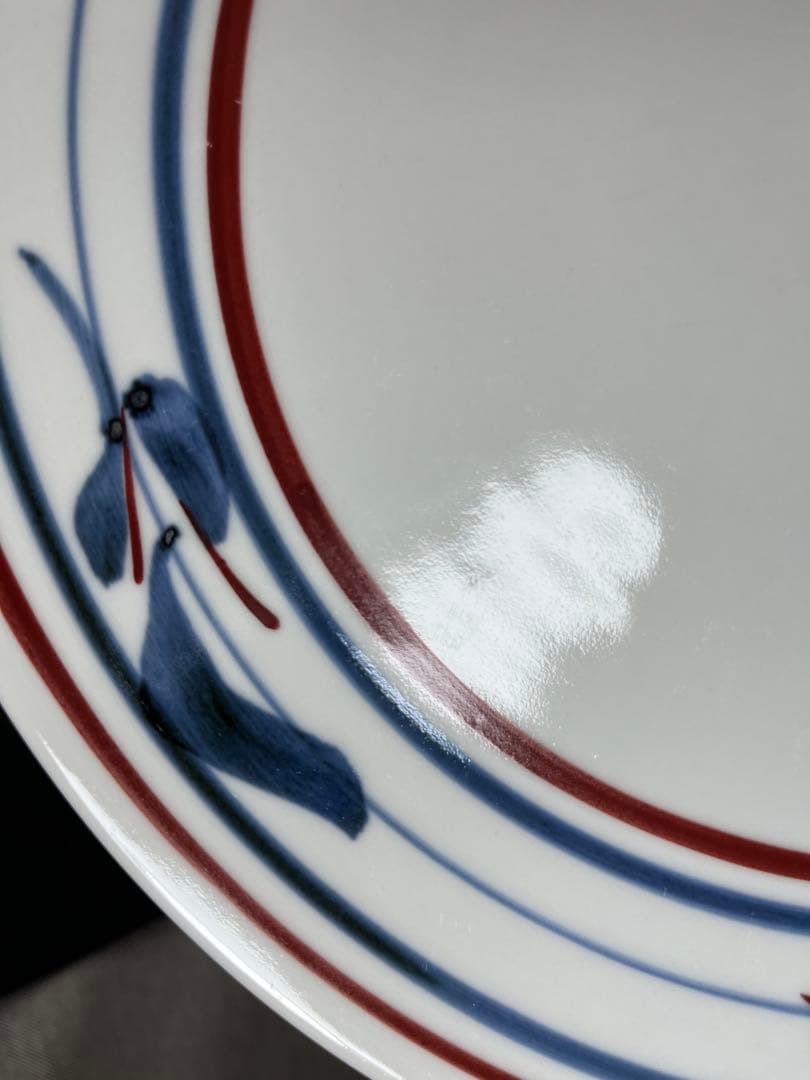 砥部焼　梅山窯　赤線三つ葉　約24.8㎝　大皿　プレート　７枚