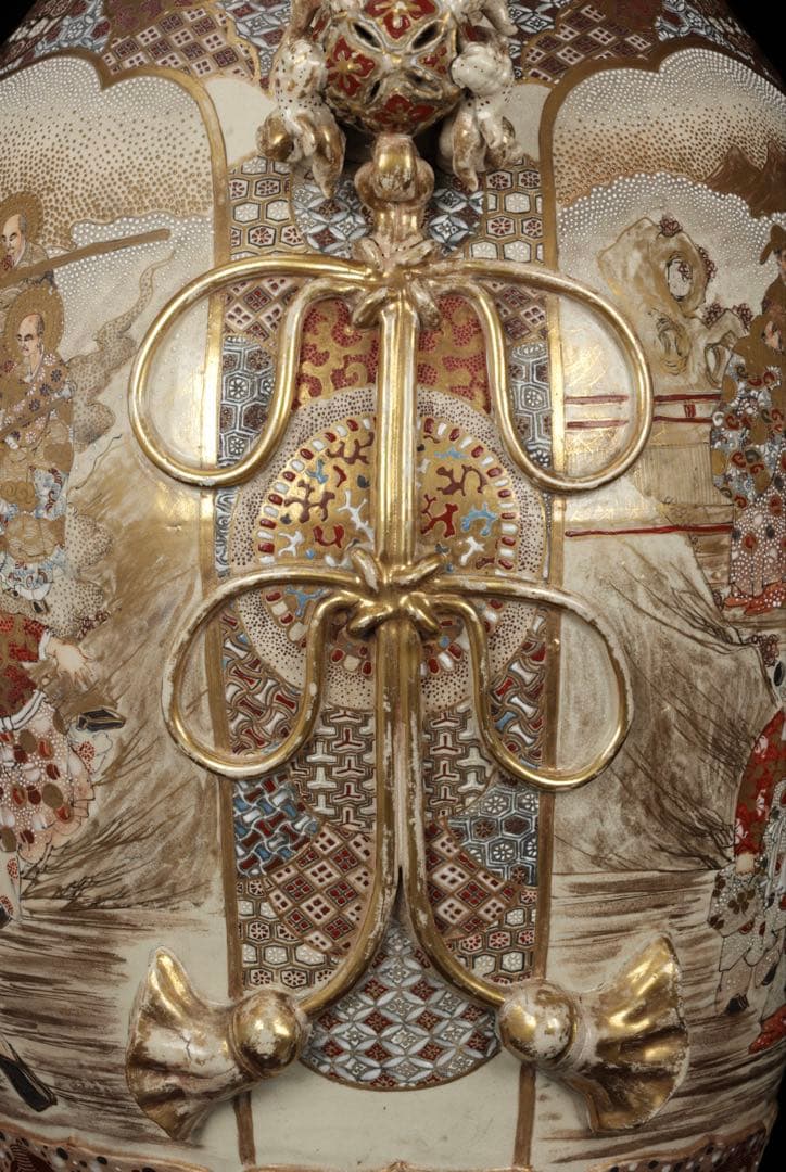 【極上薩摩焼】特大　薩摩　壺　大壺　香炉 飾壺 時代骨董 古美術アート　古美術品