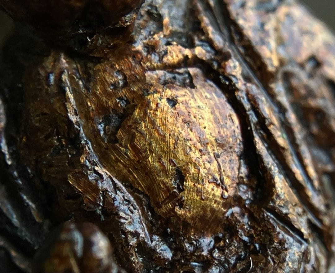 【古い金泥銅仏 阿弥陀如来像 像高約4㎝ 江戸後期〜明治頃】豆仏持念仏像民間信仰