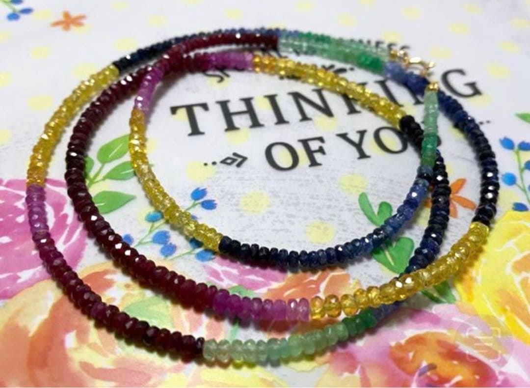 激レア天然色♡ルビーエメラルドサファイア ネックレス