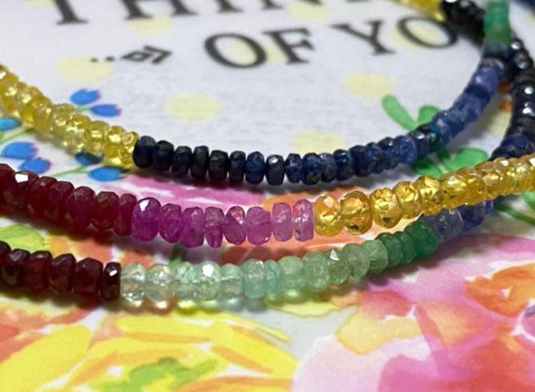 激レア天然色♡ルビーエメラルドサファイア ネックレス