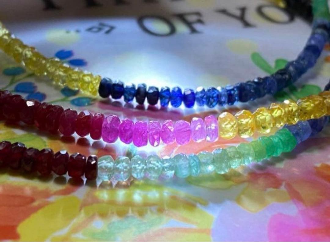 激レア天然色♡ルビーエメラルドサファイア ネックレス