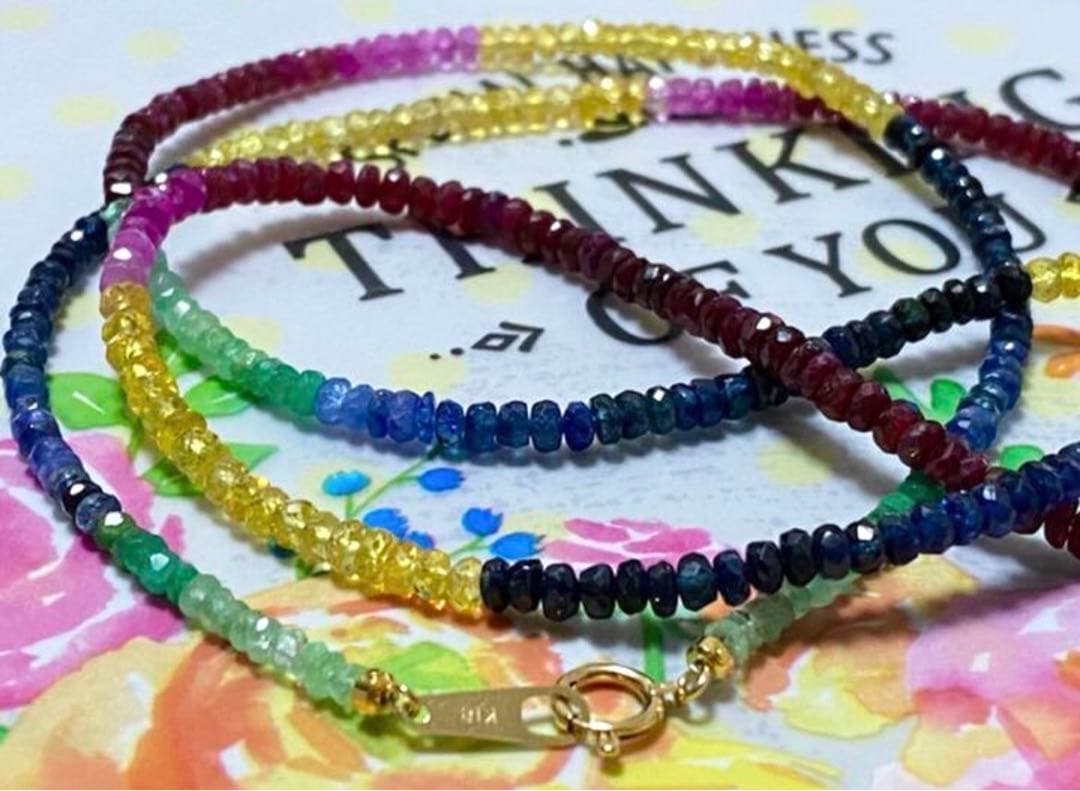 激レア天然色♡ルビーエメラルドサファイア ネックレス