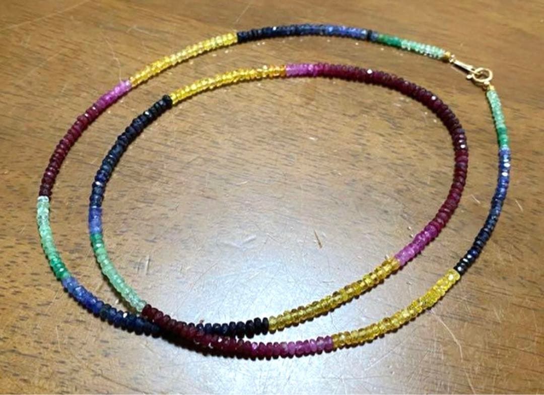 激レア天然色♡ルビーエメラルドサファイア ネックレス