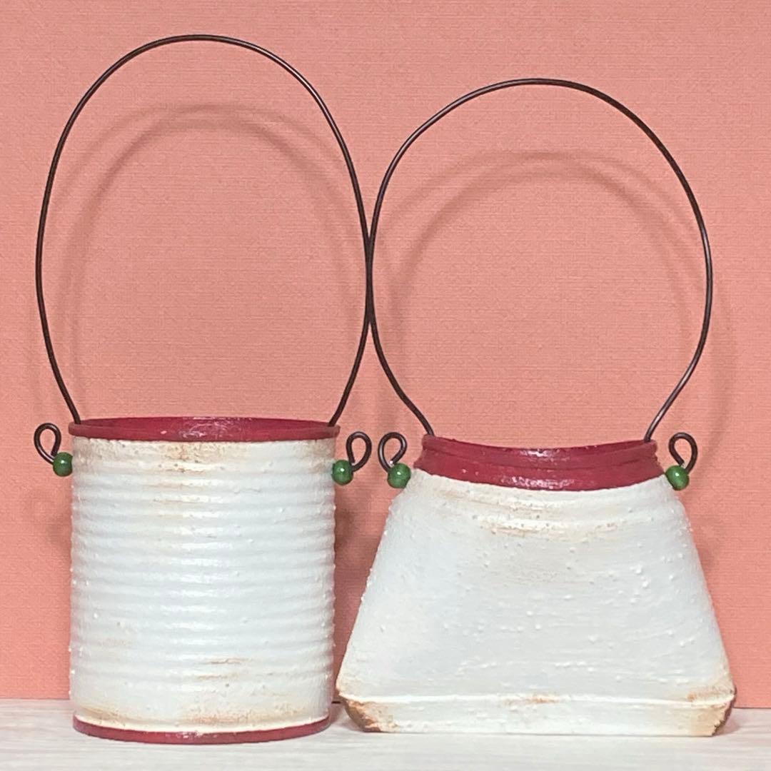 リメイク缶　ワイヤー付　2個　A-20   リメ缶バッグ　リメイク鉢